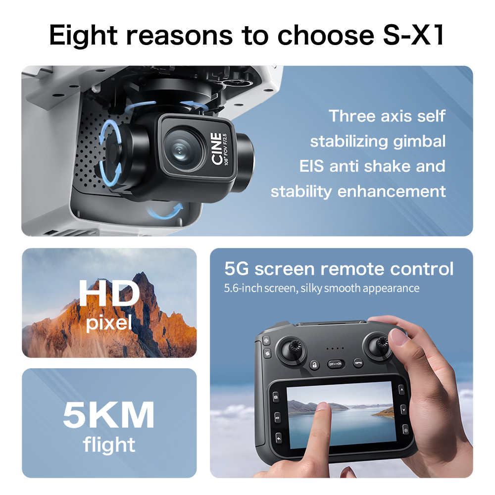 Original S-X1 GPS Foldable RC  - Drone Gimbal 3 Axis review and price