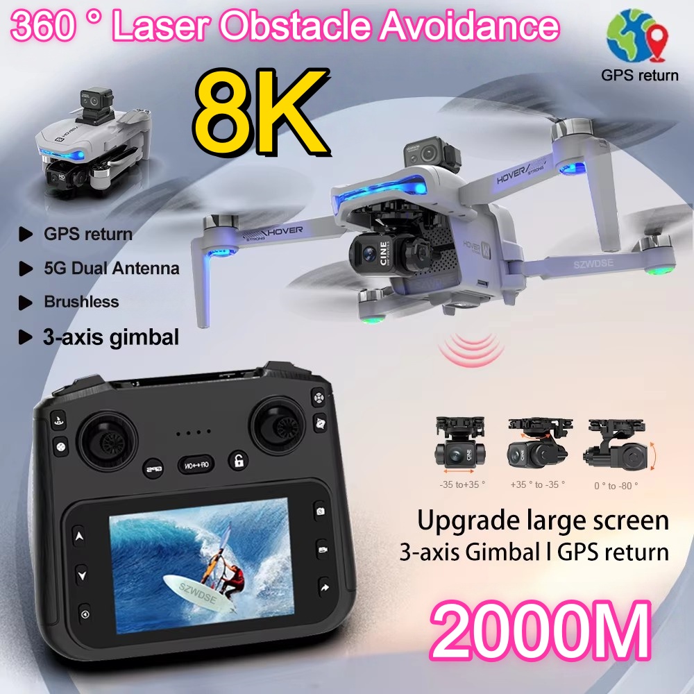 2KM Three-Axis Gimbal Drone 8K - Drone Gimbal 3 Axis review and price